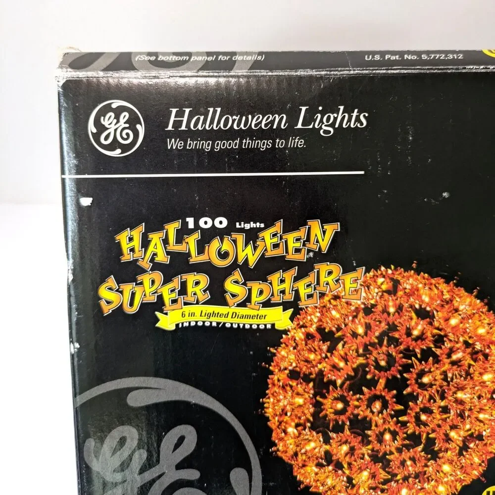GE 2001 Super Sphere 100 Light Orange Bulbs 6” Halloween Decoration Tested Works